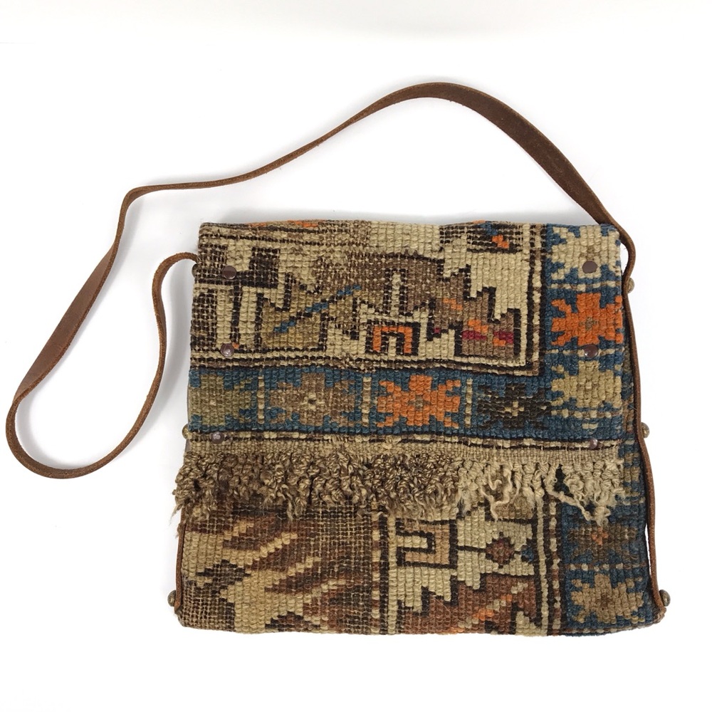 Rare Vintage BERKELEY Woven Textile and Leather Bag